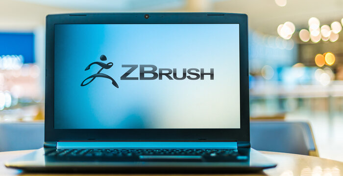 Laptop computer displaying logo of ZBrush