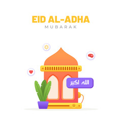 Eid Al-Adha Gretting Card Template. Eid Al-Adha Social Media Template. Modern Islamic Lantern Illustration