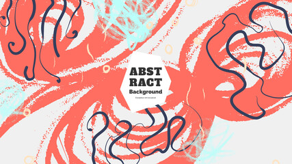 Abstract background illustration. Colorful lines, spots, dots and paint strokes. Decorative chaotic wallpaper, backdrop. Hand drawn texture, decor elements and shapes. Eps10 vector.