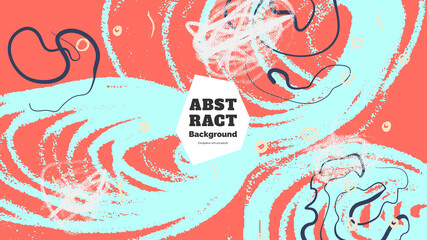 Abstract background illustration. Colorful lines, spots, dots and paint strokes. Decorative chaotic wallpaper, backdrop. Hand drawn texture, decor elements and shapes. Eps10 vector.