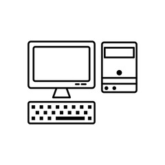 Personal computer, line icon. Design vector illustration