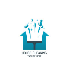 cleaning service logo with text space for your slogan, tagline, vector illustration