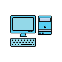 Personal computer, flat icon. Design vector illustration