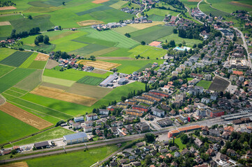 Fototapeta na wymiar aerial view of Konolfingen in Emmental