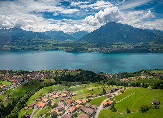 aerial view of Sigriswil and Lake Thun with Niesen © schame87