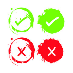 vector set of stickers tick and cross buttons
