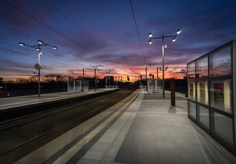 Fototapeta na wymiar Sonnenuntergang am Gleis