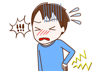 腰を痛めて辛い少年