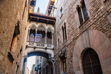 Deurstickers Barrio G tico, Spanish for 'Gothic Quarter,' is one of the oldest and most beautiful districts in Barcelona, Spain © Enrico Della Pietra