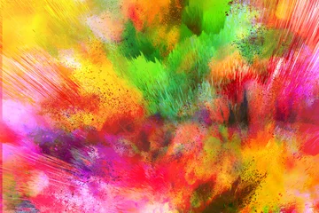 Keuken foto achterwand Mix van kleuren Explosion of colored powder isolated on black background. 