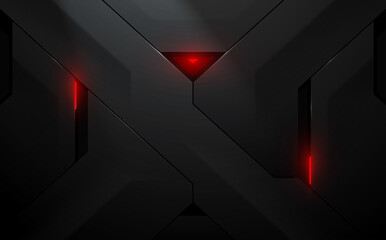 Abstract black technology background with red lights