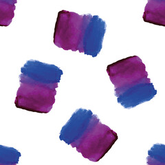 Watercolor blot blue violet seamless pattern. Vector