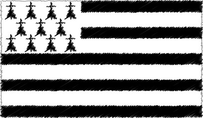 Obraz premium Vector Illustration of Sketch Style Brittany Flag