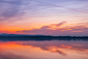 Fototapeta na wymiar Sunset on Lake Varese in Lombardy