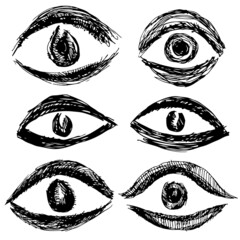 set of grungy eye signs