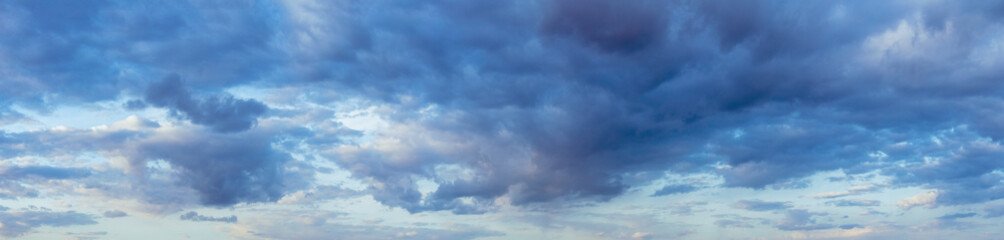 Naklejka na ściany i meble Natural Evening Cloudy Sky Abstract Background. Panorama Panoramic View. Backdrop