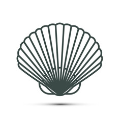 Shell Vector Icon. Seashell Outline Symbol Isolated.
