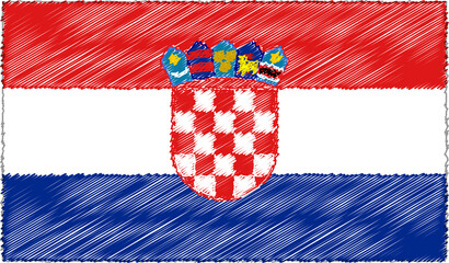 Vector Illustration of Sketch Style Croatia Flag