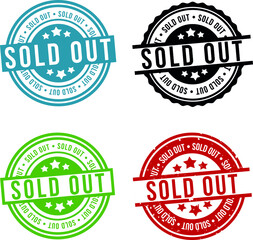 Sold out Round Stamp Collection. Eps10 Vector Badge.