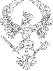 Fototapeta na wymiar heraldic polygonal eagle tattoo in vector format