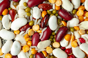 Background of mix of different grains and beans