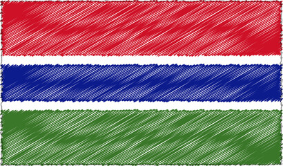 Vector Illustration of Sketch Style Gambia Flag