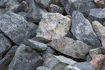 Multicolored gray granite stones