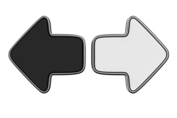 black and white arrow. Isolated 3d illustration