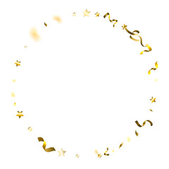 Holiday Serpentine. Gold Foil Streamers Ribbons.