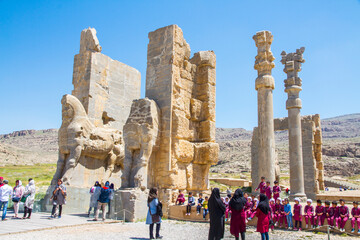 Ancient ruins of Persepolis and Necropolis historical site - UNESCO World Heritage site, Shiraz,...
