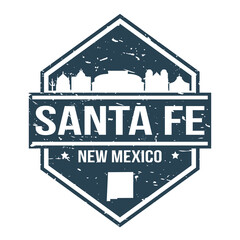 Naklejka premium Santa Fe New Mexico Travel Stamp Icon Skyline City Design Tourism
