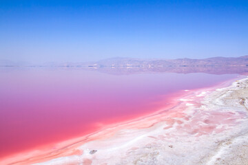 Beautiful pink Salt Lake of Shiraz, Iran.