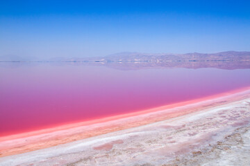 Beautiful pink Salt Lake of Shiraz, Iran.