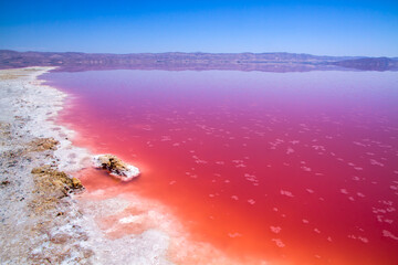 Beautiful pink Salt Lake of Shiraz, Iran.