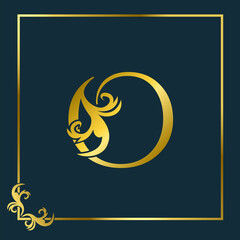 Golden Initial O Luxury Letter Logo Icon, Ornate business brand identity or wedding initial logo vector design concept.