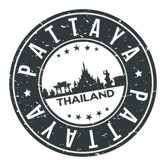 Pattaya Thailand Asia Stamp Logo Icon Symbol Design Skyline City