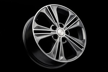 grey beautiful modern aluminum alloy wheel on black background