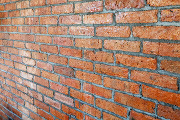 Red Brick wall perspective background.