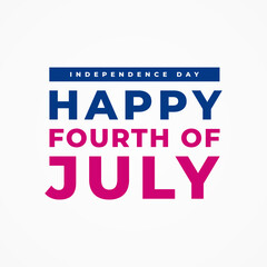 Independence day happy fourth of July modern banner, sign, design concept with red and blue text on a light background. 
