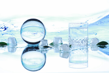Tools for vision correction. Glasses and lenses with diopters on the background of splashes and blurry.