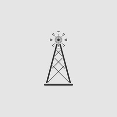 Radio tower broadcast antenna icon flat