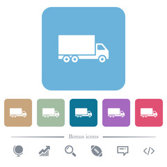 Freight car flat icons on color rounded square backgrounds