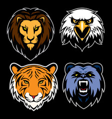 Set of Four Animal Mascots, Vector Illustration