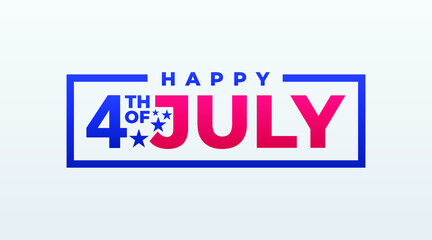 Happy 4th of July modern and creative banner, sign, design concept, cover, greeting card with red and blue text on a light background. 