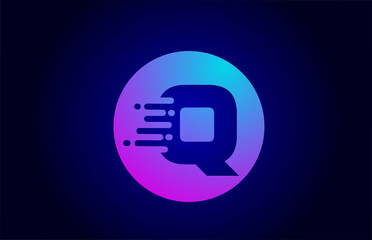 pink blue Q alphabet letter logo for business and company with gradient design. Pastel colour for corporate identity