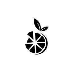 Piece of orange, creative design fruit logo vector illustration minimal flat