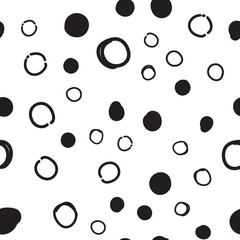 Circles seamless pattern. Random doodle dots texture background. Hand drawn design.