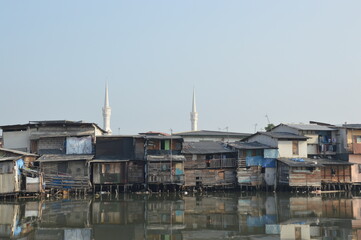 Fototapeta na wymiar Slums in Jakarta, Indonesia