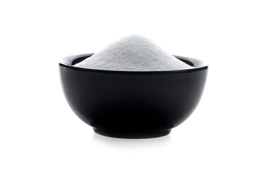 Bowl of sugar isolated on white background