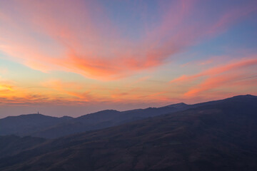 Beautiful sunset on nodule rock field 's name Lan Hin Pum viewpoint mountain at Phu Hin Rong Kla National Park in Thailand
